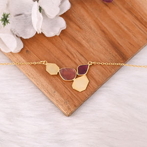 Collar de Plata de Ley 925 Chapado en Oro Clásico de Alta Calidad con Colgante de Turmalina en Engaste de Bisel - Product Image 3