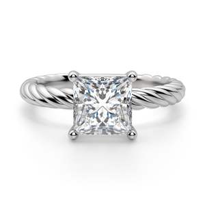 Princesa corte Fiji solitario Moissanite anillo de compromiso - Product Image 5