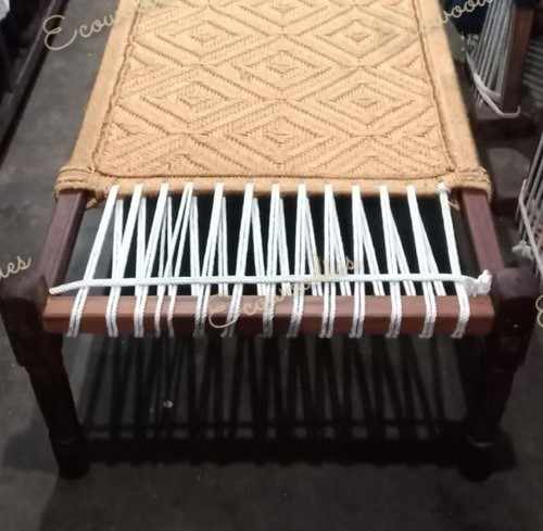 Traditional Indian Charpai Handcrafted Rustic Wooden Day Bed with Strong Rope Perfect for Home and Garden Use Bone Inlay Console