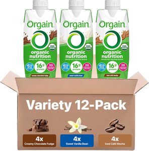 Orgain Organic Nutritional <b>Protein</b> Shake Variety Pack, Chocolate, Vanilla, Mocha, 11 Fl Oz (12 Pack) - Product Image 4