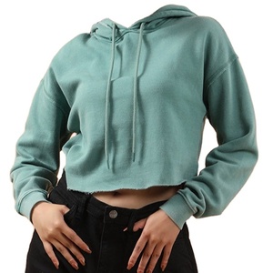 Custom 100% Cotton Fleece Hoodies Sweatshirts for Women New Design Short Length Winter Season Crop Body 2026 Trending Low Moq - Product Image 3
