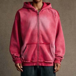 Fabricant de sweat à capuche de haute qualité personnalisé violet dégradé épaules tombantes sweats à capuche surdimensionnés en détresse délavés à l'acide sweat à capuche - Product Image 3