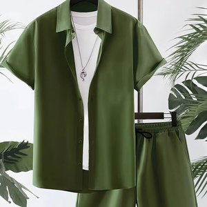 Conjunto personalizado de pantalones cortos con estampado 3D para hombre, 100% de algodón con cuello vuelto, conjuntos de camisetas, pantalones cortos transpirables de verano, conjunto de camisa - Product Image 2