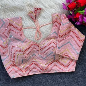 Premium Quality Georgette Viscose With <b>Sequins</b> Embroidery Blouse Manufacturer And Supplier From Surat At Wholesale Rate - Product Image 3