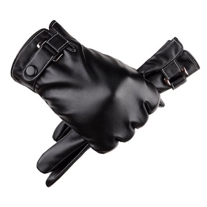 Gants d'hiver épais en peluche thermique imperméables souples pour hommes avec écran tactile en cuir pour vélo - Product Image 4