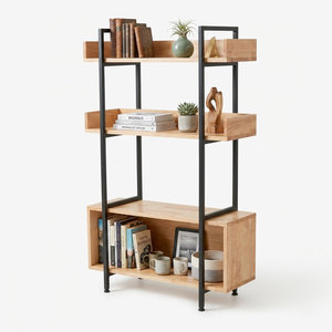 Étagère décorative à 3 niveaux Vernon avec tiroirs 80x32x128 cm Supports de rangement en acier pour salon ou cuisine KS68072 - Product Image 1