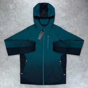 Veste de couleurs contrastées pour hommes, vêtements d'extérieur softshell à capuche imperméables personnalisés, coupe-vent élégant à fermeture éclair complète, sports légers - Product Image 1