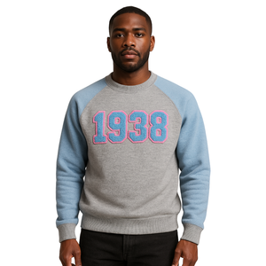 1938 Jack e Jill of America Grey Raglan maniche felpa blu ciniglia ricamato nero organizzazioni professionali civiche - Product Image 1