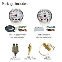 2026 85mm 2 Gauge Set Piston GPS Speedometer 200KM/J Odometer Tachometer 8000RPM Suhu Bahan Bakar/Air  40-120 Tekanan Oli