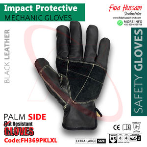 Guantes de seguridad mecánicos resistentes a cortes de protección contra impactos en campos petrolíferos de cuero de cabra OEM Schlagschutzhandschuhe - Product Image 4