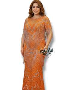 Vestidos de Noche de Lujo Estilo Imperio con Bordado de Cuentas de Cristal, Silueta en Línea A hasta el Suelo para Fiestas de Mujeres - Product Image 5