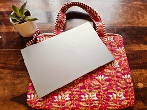 15"-16" Vintage Durable <b>Laptop</b> <b>Protector</b> Bag for Red Floral Print 100% Pure Cotton Quilted Case Business Style Fit <b>Laptop</b> - Product Image 4