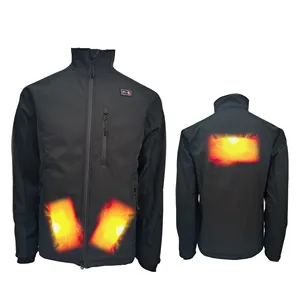 water and wind resistant classic soft shell 5v usb heated jacket with carbon fiber heating pads