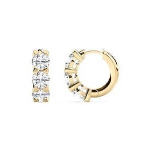 Pendientes Minimalistas de Oro Puro de 14k con Diamante Cultivado en Laboratorio de Corte Redondo Ef/vs de 3ctw con Certificación Gai e Igi y Engaste de Bisel - Product Image 1