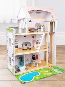 <span class=keywords><strong>Casetta</strong></span> in Legno Multilivello Fai-da-Te per Bambole con Mobili e Accessori, Regalo Educativo per Bambine - Product Image 6