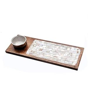 Plateau de service pour la décoration de table de fête de mariage, plateau de service en aluminium plaqué or, plateau de service avec plat de service en verre - Product Image 4