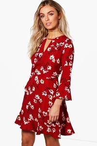 Nouvelle Robe Midi Vintage Élégante Imprimée en Viscose pour Femme, Manches Cloche, Motif Floral, Écologique, Grande Taille, Idéale pour les Vacances d'Été (ODM) - Product Image 3