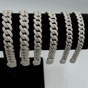 VVS1 Moissanite diamante Miami Cuban Link pulsera sólida plata esterlina 925 Iced Out Hip Hop joyería - Product Image 1