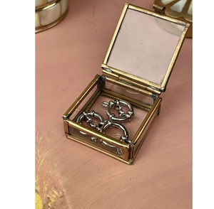 Brass Glass Square Jewelry Box with Gold Finish Eco-friendly and Customizable for Premium Jewelry <b>Display</b> - Product Image 6