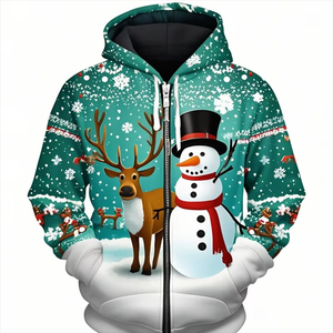 Vintage hommes 3D broderie loup graphique polaire 100% coton à manches longues surdimensionné Streetwear unisexe à capuche 2025 - Product Image 2