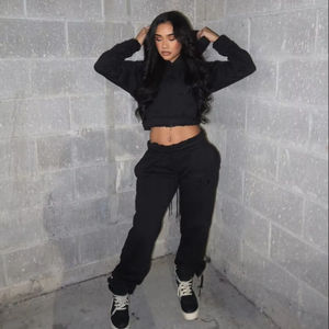 Custom Women 2 Piece <b>Pant</b> Set Sweatsuit Set Two Piece Cropped Zip up Hoodie and <b>Pants</b> Sets Tracksuit for Women - Product Image 1