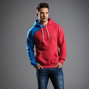 Sudadera con capucha personalizable para hombre, algodón pesado de alta calidad, Terry, estampado Premium de gran tamaño, haz tu propia marca roja - Product Image 3