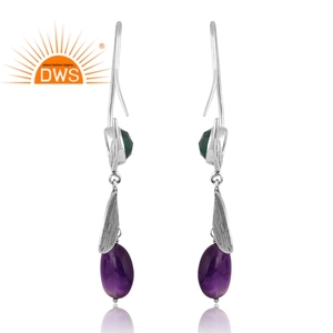 Meilleure vente argent naturel améthyste et vert Onyx pierre précieuse boucle d'oreille pour les femmes bijoux personnalisés pour les femmes cadeau pour elle - Product Image 4