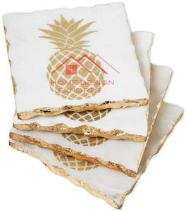 Décor de table Costner en marbre avec dessous de verre fini de couleur dorée à bas prix Design moderne de luxe Café et nidification - Product Image 3