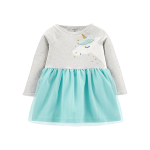 ชุดเดรสยูนิคอร์นสำหรับเด็กผู้หญิงของ Carter's ทรงบอลกาวน์ สีเทา ไซส์ 5T สำหรับใส่ได้ทุกวัน ฤดูร้อน ฤดูหนาว ผลิตจากผ้าฝ้ายชีฟอง - Product Image 1