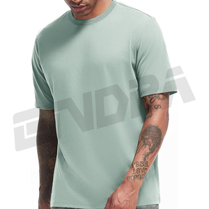 T-shirt décontracté en coton mélangé pour hommes avec col ras du cou tissu doux coupe décontractée vêtements quotidiens style de base premier choix tendance maintenant - Product Image 2