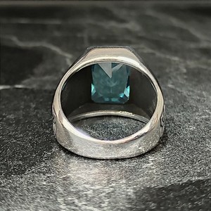 Anillo de Plata de Ley 925 Hecho a Mano para Hombre con Piedra Preciosa de Aguamarina Azul Cielo, Corte Cuadrado, Joyería Masculina - Product Image 6