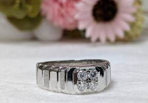 Anillo de Boda con Diamante Cultivado en Laboratorio de Corte Redondo de 0.35 Ct para Hombre, Anillo de Oro Blanco Sólido de 14K, Joyería de Diseño - Product Image 6