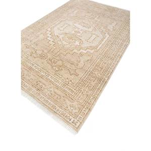 Alfombras de Lana Anudadas a Mano, Color Beige Tomillo y Marrón, Estilo Boho AKWL-1600 para Entrada del Hogar, Medallón Rectangular con Patrones Abstractos, Hechas a Mano - Product Image 2