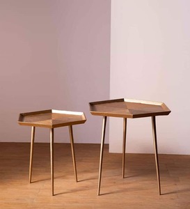 Slim Pilar Metal <b>Table</b> Set of 2 With Iron Top <b>Tables</b> Accent <b>Side</b> <b>Table</b> for Living Room and Home Furniture <b>High</b> Quality - Product Image 2