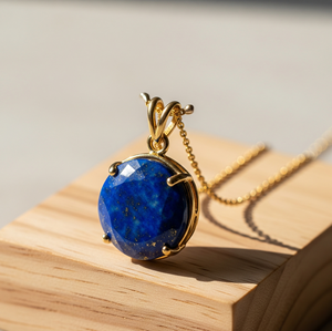 Vente chaude 925 Sterling Silver Dainty Chaîne Bohème Lapis Lazuli Goutte Forme Pendentif 18K Or Guérison Cristal De Mode pour Cadeau - Product Image 3