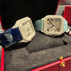 Reloj de Cristal de Zafiro Moissanita Amarillo Dorado Cuadrado de Cuarzo Aprobado por el Probador de Diamantes |   Reloj VVS Luxury Iced Skeleton Edición Limitada - Product Image 1