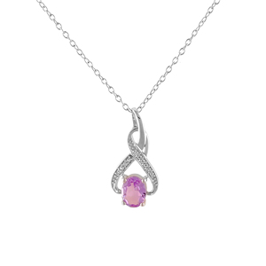 Pendentif Solitaire Shah Gems en Argent Sterling 925 Fait Main avec Améthyste Naturelle et Topaze Blanche, Style Religieux pour Femme - Product Image 1
