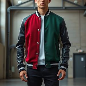 Veste universitaire brodée en chenille OEM pour enfants, design décontracté, commande en gros, manches en cuir, laine 380 GSM, usine directe - Product Image 6