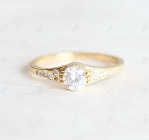 Bague de fiançailles vintage en moissanite taille émeraude, ensemble de mariage, bague de mariée en grappe, pour femme, certifiée GRA, sertie à griffes - Product Image 6