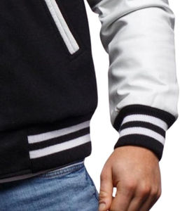 Chaqueta universitaria para hombre, Mangas de cuero y lana, estilo Bomber clásico para ropa informal y moda universitaria, chaqueta informal de ganchillo para hombre - Product Image 6