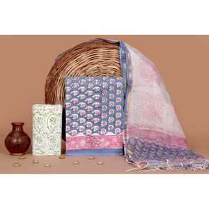 Traje Tradicional de Algodón Kantha con Estampado a Mano, Salwar Kameez y Dupatta Kota Doria con Diseño Dibujado a Mano - Product Image 1