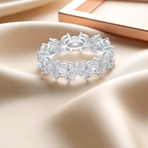 แหวนหมั้นเพชรสีเงินสเตอร์ลิงสีทอง3.15 CT Marquise CUT Moissanite Diamond Leaf-shaped - Product Image 5