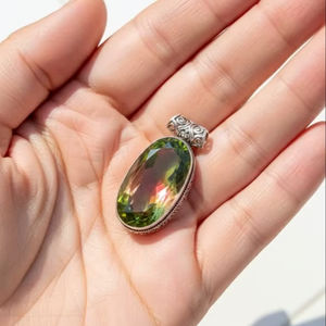 Colgante de Plata Alemana, Joyería Antigua, Colgante de Piedras Preciosas Genuinas, Colgante Hecho a Mano, Joyería Elegante, Plata Fina, Ametrina Natural - Product Image 2