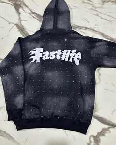 Vente en gros poids lourd logo personnalisé Boxy sweats à capuche surdimensionnés pour hommes épaule tombante sweats à capuche sérigraphié strass à capuche 2025 - Product Image 3