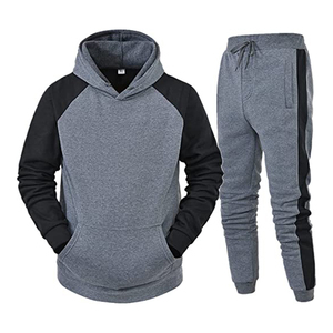 Survêtement décontracté en coton pour hommes, pantalon de survêtement à capuche à manches longues, vêtements de sport anti-rides, entraînement XL, logo OEM imprimé lavé à l'acide - Product Image 4