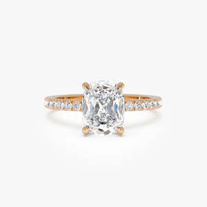 Cautivador Anillo de Diamante Cultivado en Laboratorio con Corte Cojín, Banda Pavé y Halo Oculto, 2.45 Ct E-F VS, Oro de 14K, para Regalo de Aniversario Nupcial - Product Image 2
