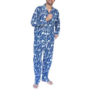Ensemble de pyjamas en satin pour hommes, vêtements de nuit, vêtements de maison, printemps et automne, manches longues, deux pièces, pour adultes et garçons - Product Image 6