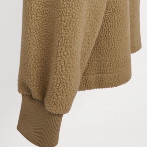 New Design Half Zipper Sweater <b>Sherpa</b> Warm Winter Heavy <b>Jacket</b> Stand up Collar Hoodie Fluffy Sweatshirt With Chest Pocket - Product Image 5