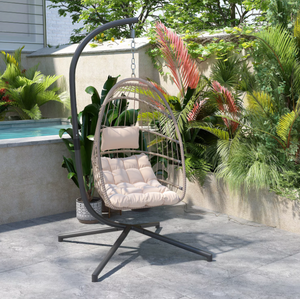 Silla Colgante <span class=keywords><strong>de</strong></span> Mimbre para Exteriores, Diseño Nuevo 2026, con Cojín Cómodo para Patio, Jardín y Balcón - Product Image 4