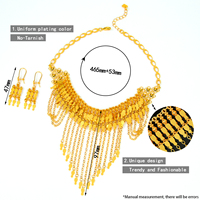 Elegante Conjunto de Joyería de Boda Estilo Árabe, Chapado en Oro de 24k, Diseño de Borlas de Alta Gama, Collar con Colgante y Aretes para Fiesta